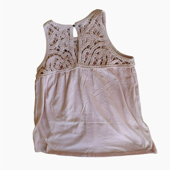 Pink Lace Detail Sleeveless Top by Time and Tru, Size Medium, Cotton Summer Tank - Picture 2 of 8